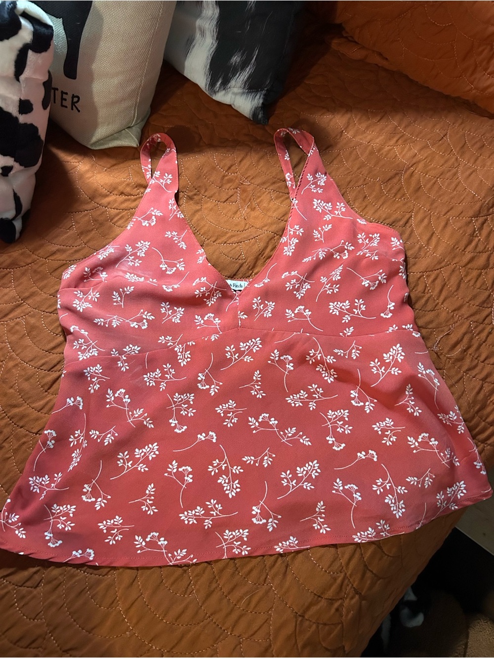 Abercrombie & Fitch Coral Pink Floral V-Neck Camisole
